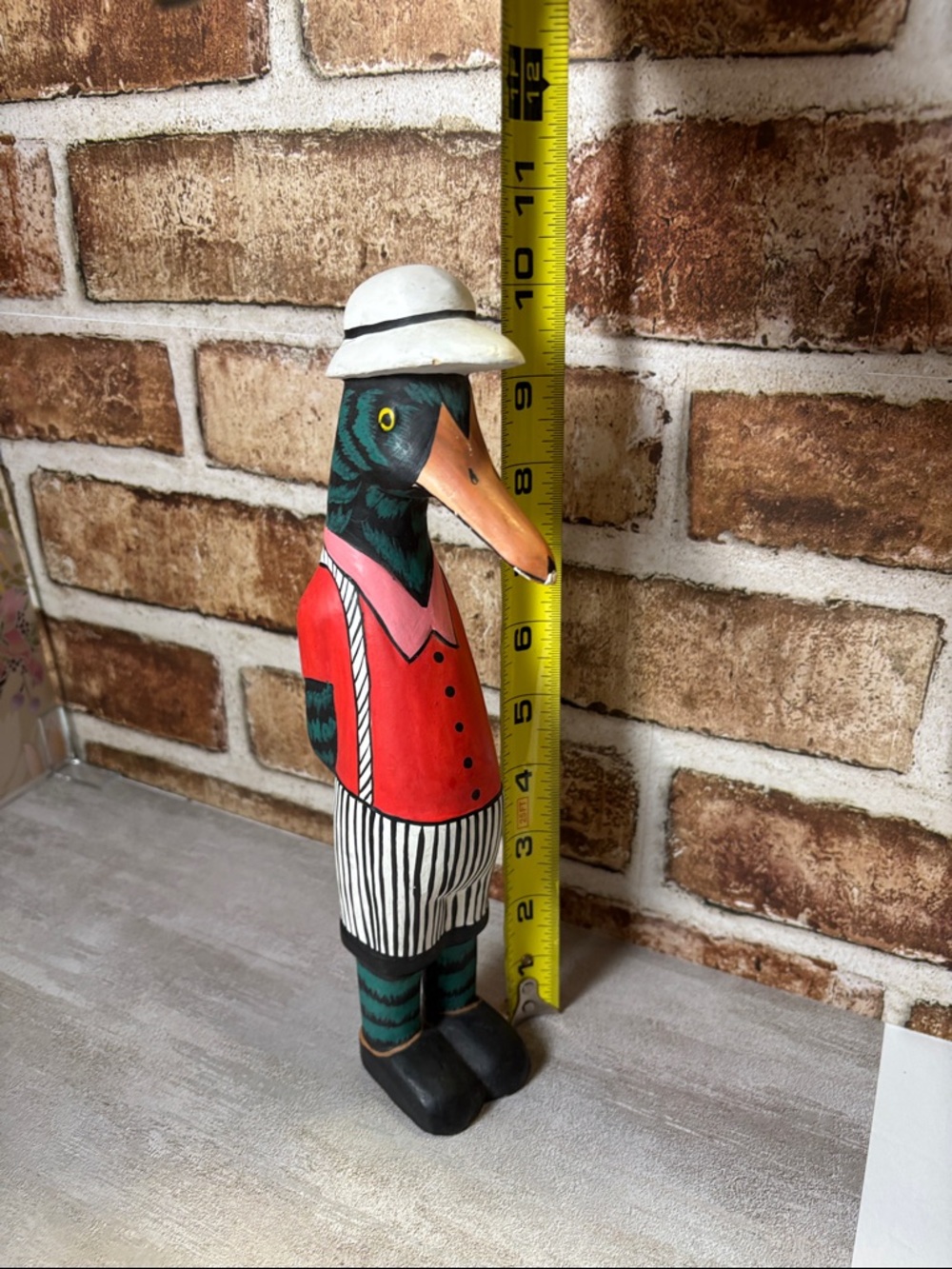 Duck Man Hand-Painted 10 Inch Decorative Duck Figurine in Red, Pink & Green - Picture 10 of 11